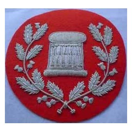 Arm Drum Badge in Wreath on Red (Silver)