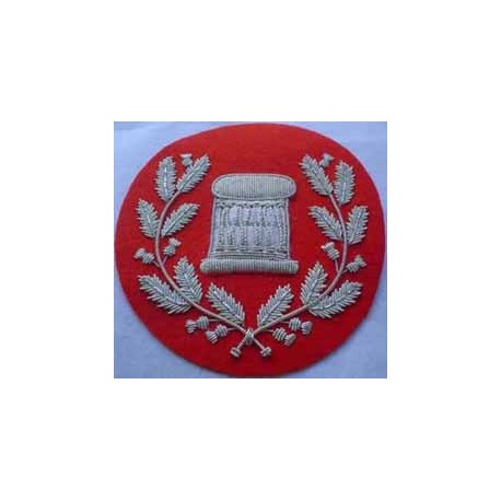 Arm Drum Badge in Wreath on Red (Silver)