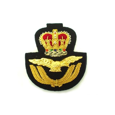 RAF CAP BADGE IN GILT & PLATED WIRE ON BLACK